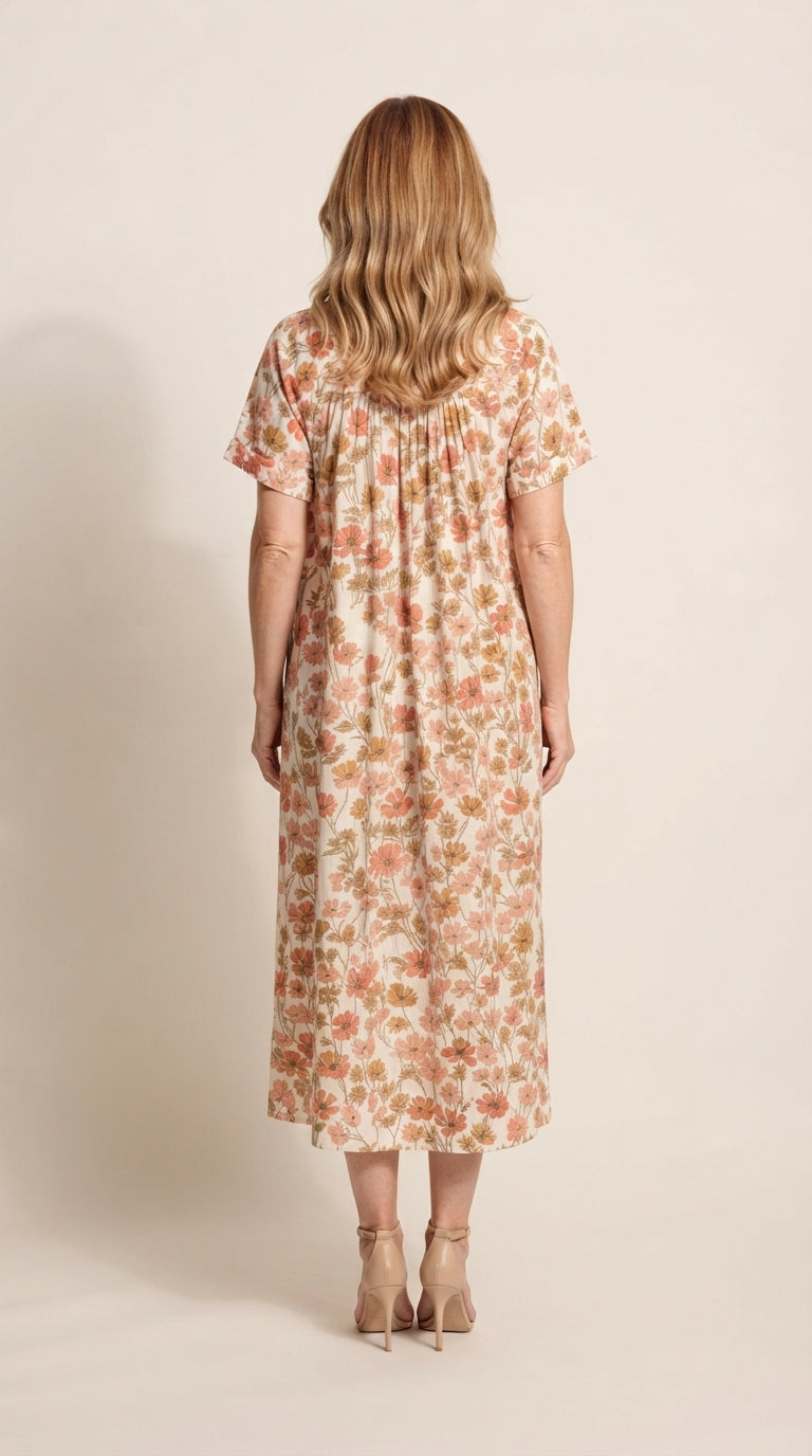 Damen Kurzarm Blumen Sommerkleid