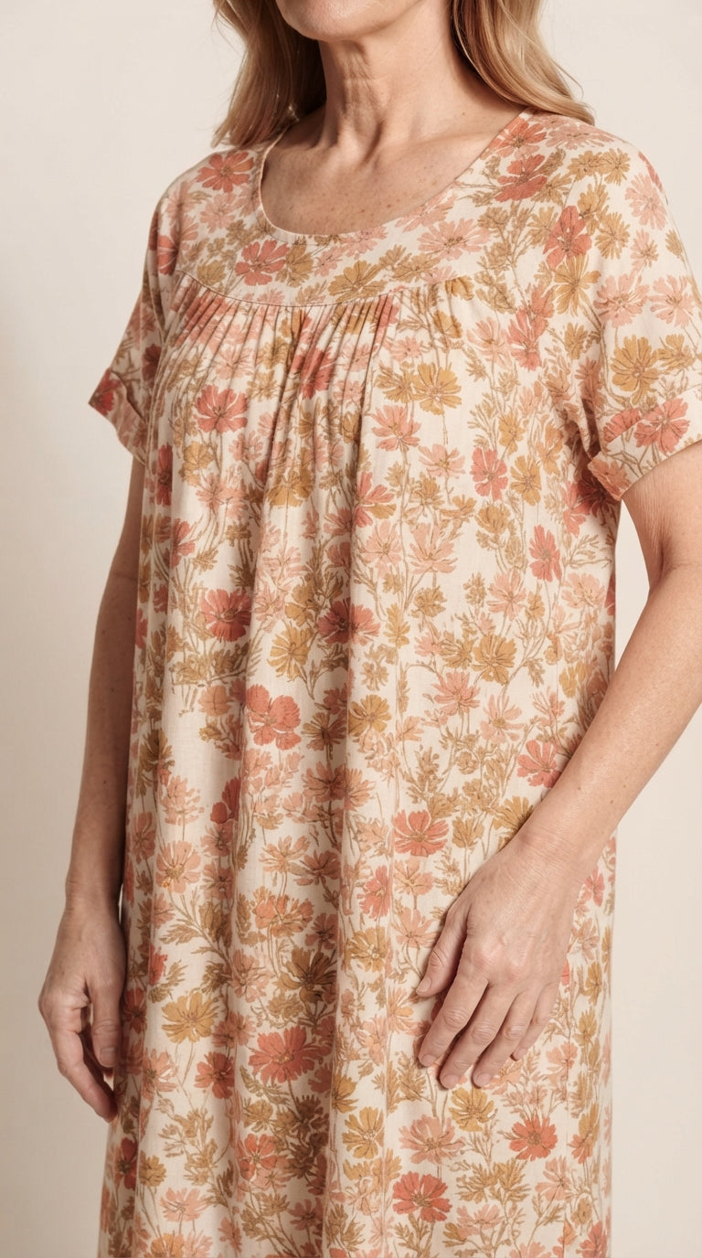 Damen Kurzarm Blumen Sommerkleid